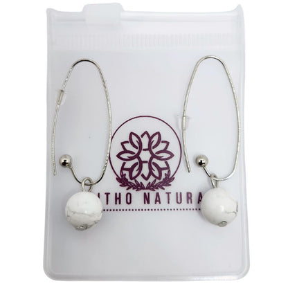 Boucles d'oreilles en Howlite - Laiton Plaqué Platine