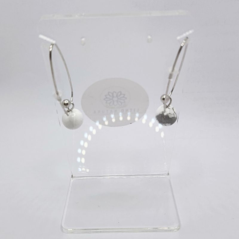 Boucles d'oreilles en Howlite - Laiton Plaqué Platine