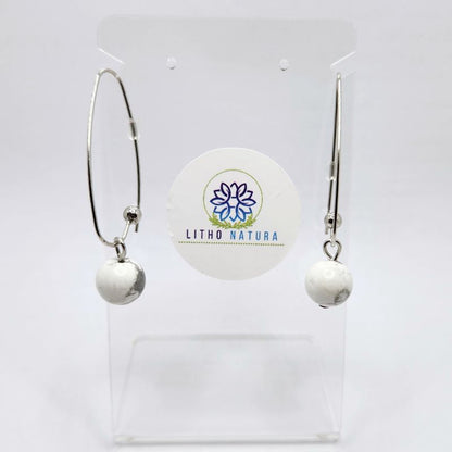 Boucles d'oreilles en Howlite - Laiton Plaqué Platine