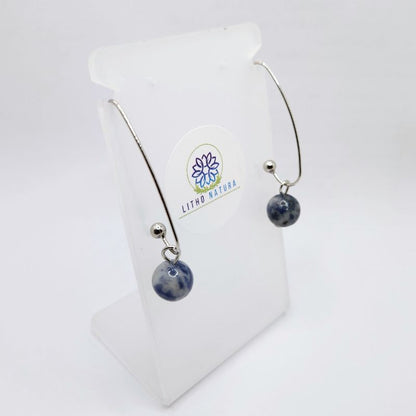 Boucles d'oreilles en Sodalite - Laiton Plaqué Platine