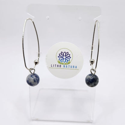 Boucles d'oreilles en Sodalite - Laiton Plaqué Platine