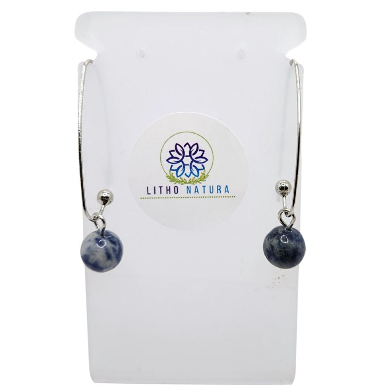 Boucles d'oreilles en Sodalite - Laiton Plaqué Platine