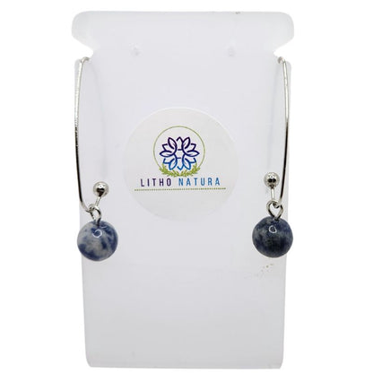 Boucles d'oreilles en Sodalite - Laiton Plaqué Platine