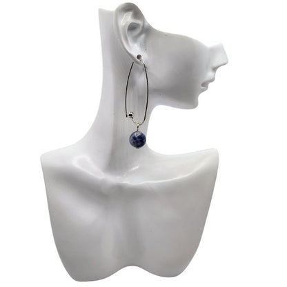 Boucles d'oreilles en Sodalite - Laiton Plaqué Platine