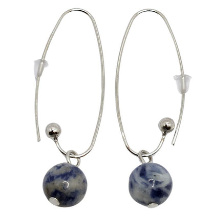 Boucles d'oreilles en Sodalite - Laiton Plaqué Platine