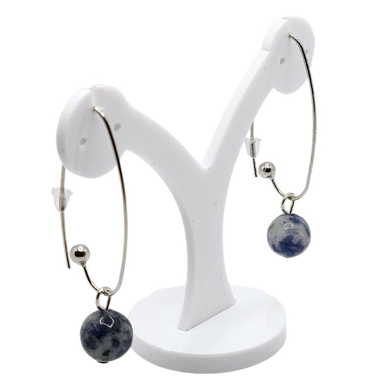 Boucles d'oreilles en Sodalite - Laiton Plaqué Platine