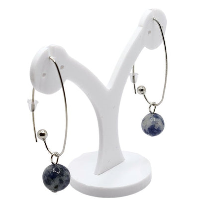 Boucles d'oreilles en Sodalite - Laiton Plaqué Platine