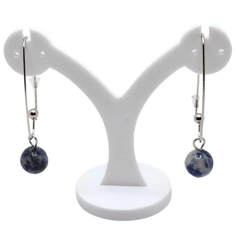 Boucles d'oreilles en Sodalite - Laiton Plaqué Platine