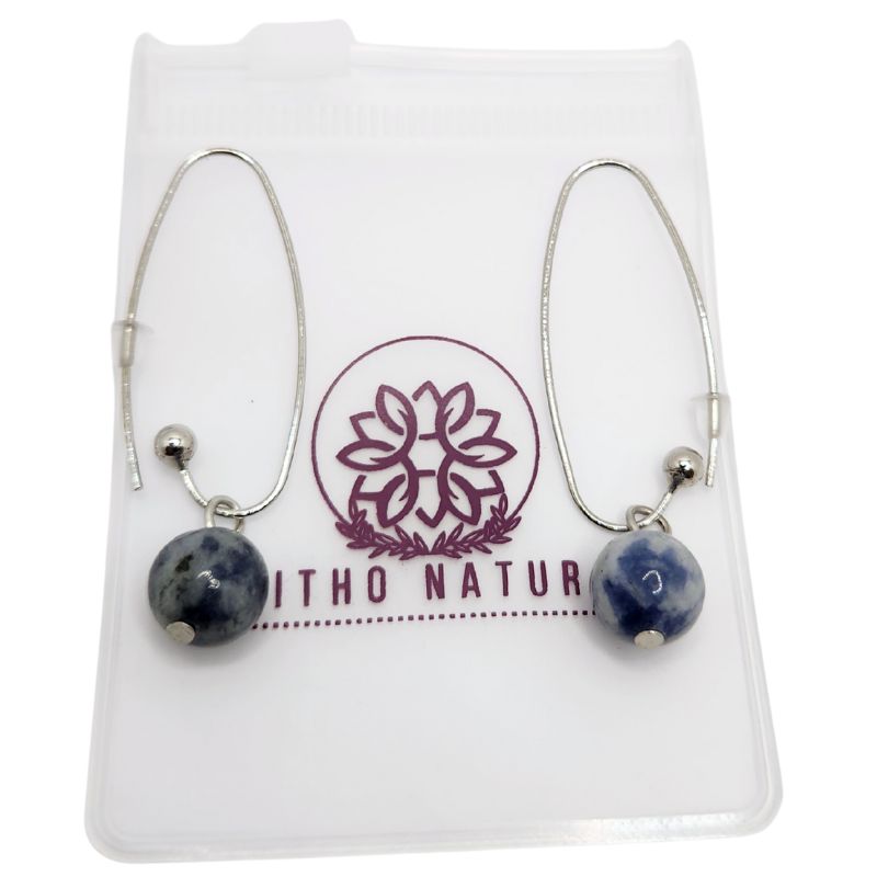Boucles d'oreilles en Sodalite - Laiton Plaqué Platine