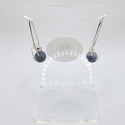 Boucles d'oreilles en Sodalite - Laiton Plaqué Platine