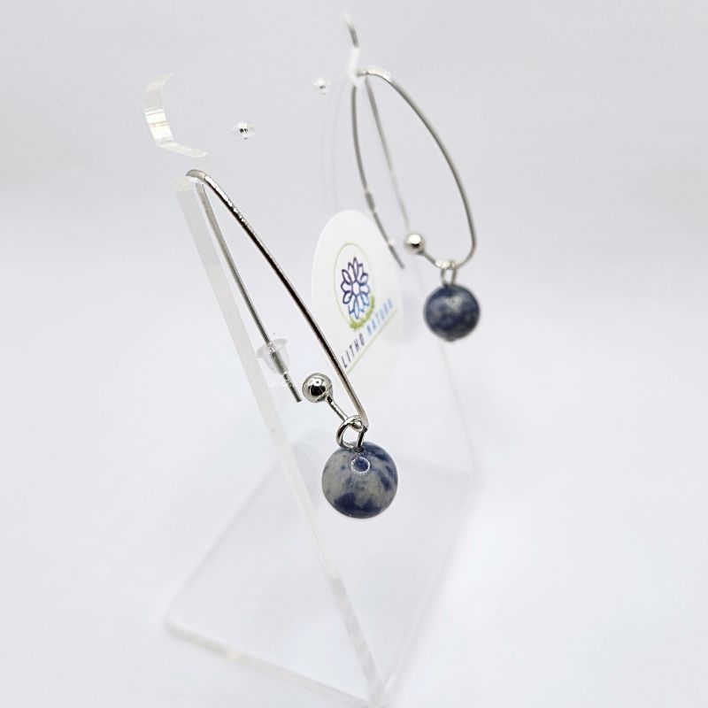 Boucles d'oreilles en Sodalite - Laiton Plaqué Platine
