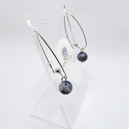 Boucles d'oreilles en Sodalite - Laiton Plaqué Platine