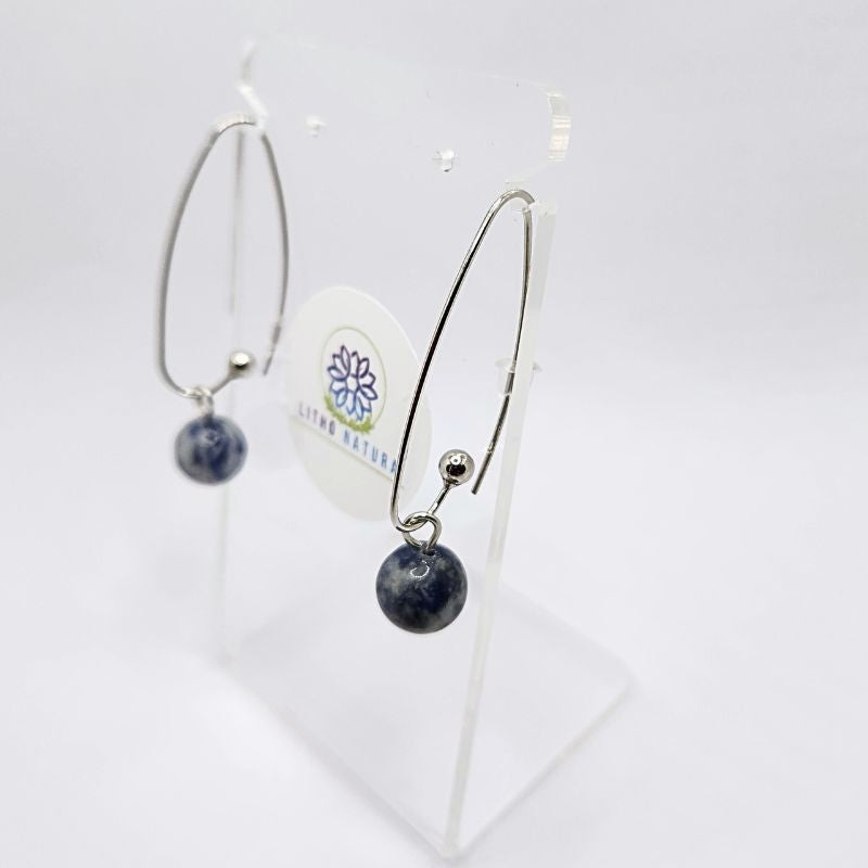 Boucles d'oreilles en Sodalite - Laiton Plaqué Platine