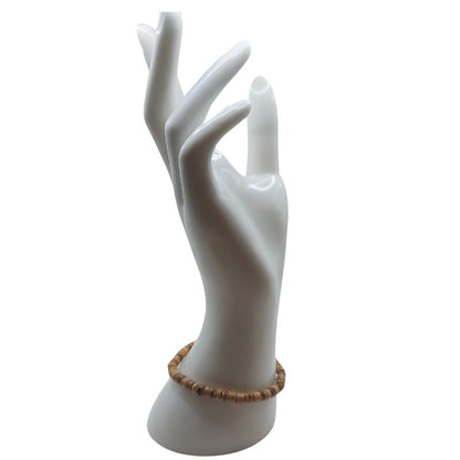 Bracelet Extensible en Bois de Noix de Coco Naturelle - Brun Clair - Litho Natura