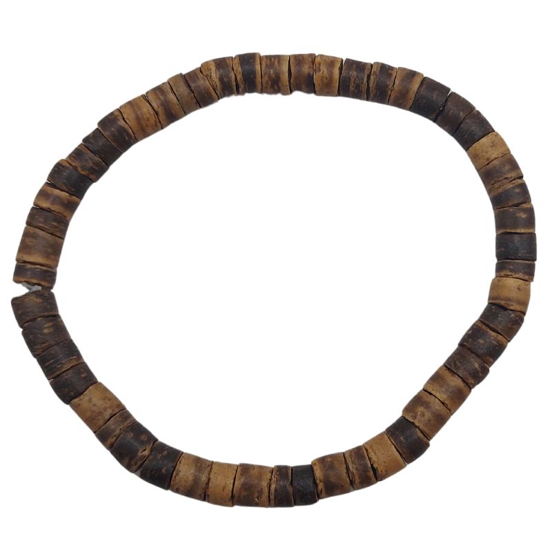 Bracelet Extensible en Bois de Noix de Coco Naturelle - Brun Clair - Litho Natura