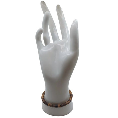 Bracelet Extensible en Bois de Noix de Coco Naturelle - Brun Clair - Litho Natura