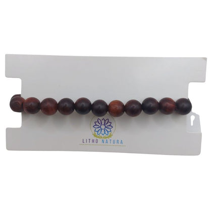 Bracelet Extensible en Bois de Santal Teinté - Bois de Rose Naturel - Litho Natura
