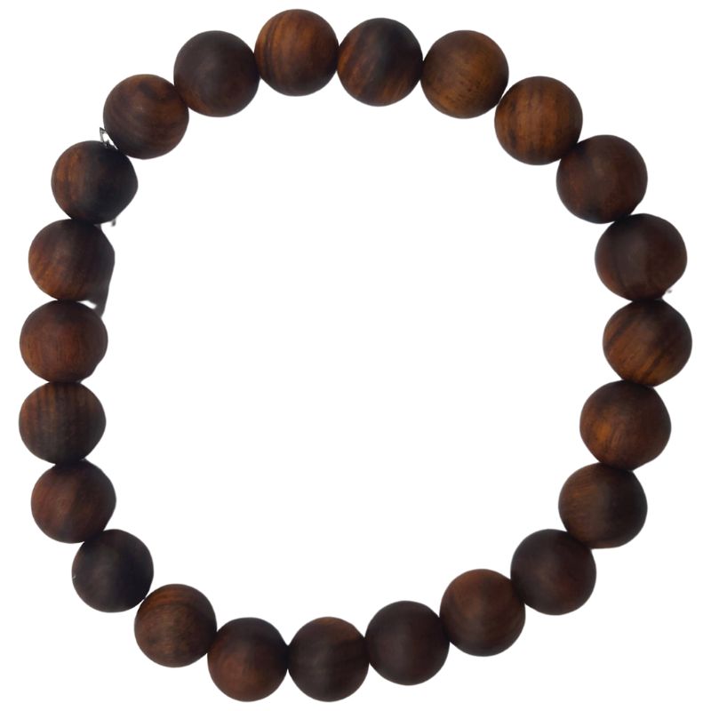 Bracelet Extensible en Bois de Santal Teinté - Bois de Rose Naturel - Litho Natura