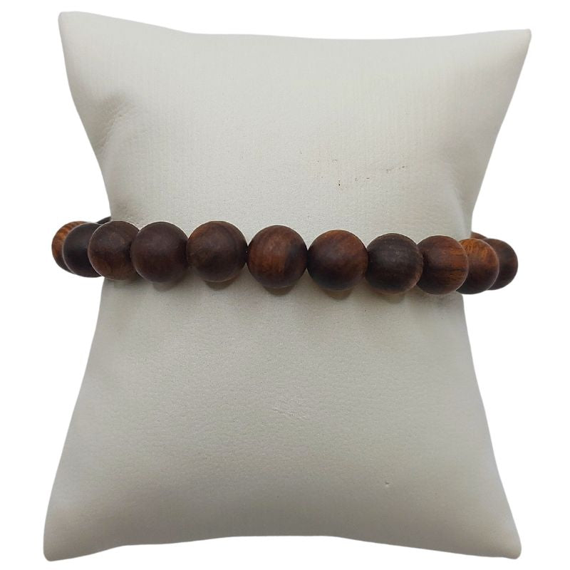 Bracelet Extensible en Bois de Santal Teinté - Bois de Rose Naturel - Litho Natura