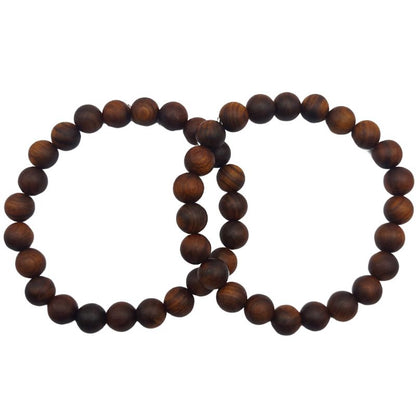 Bracelet Extensible en Bois de Santal Teinté - Bois de Rose Naturel - Litho Natura