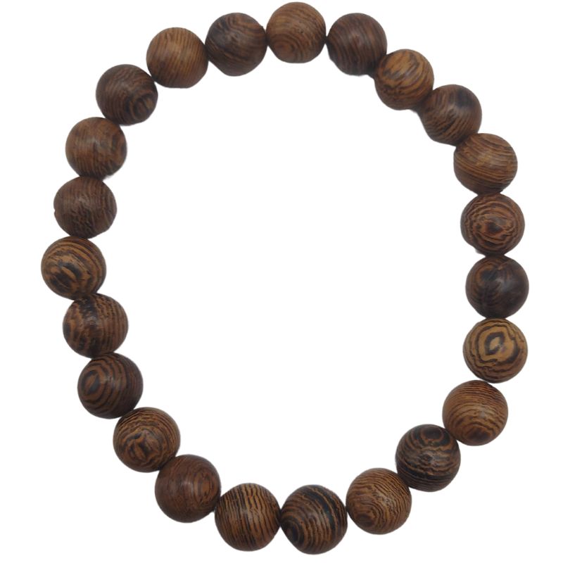 Bracelet Extensible en Bois de Santal Teinté - Bois de Wengé Naturel - Litho Natura
