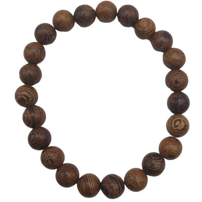 Bracelet Extensible en Bois de Santal Teinté - Bois de Wengé Naturel - Litho Natura