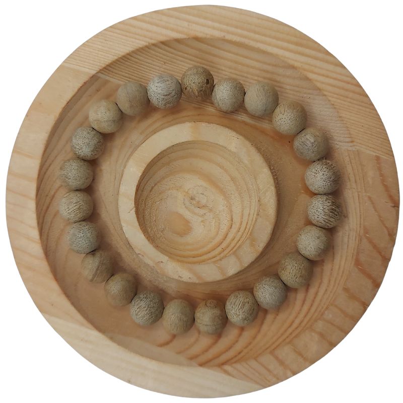 Bracelet Extensible en Bois de Santal Teinté - Padouk Africain Naturel - Litho Natura