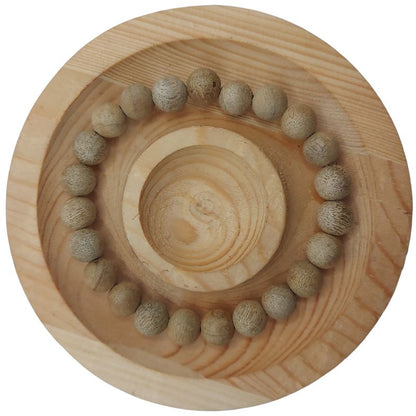 Bracelet Extensible en Bois de Santal Teinté - Padouk Africain Naturel - Litho Natura