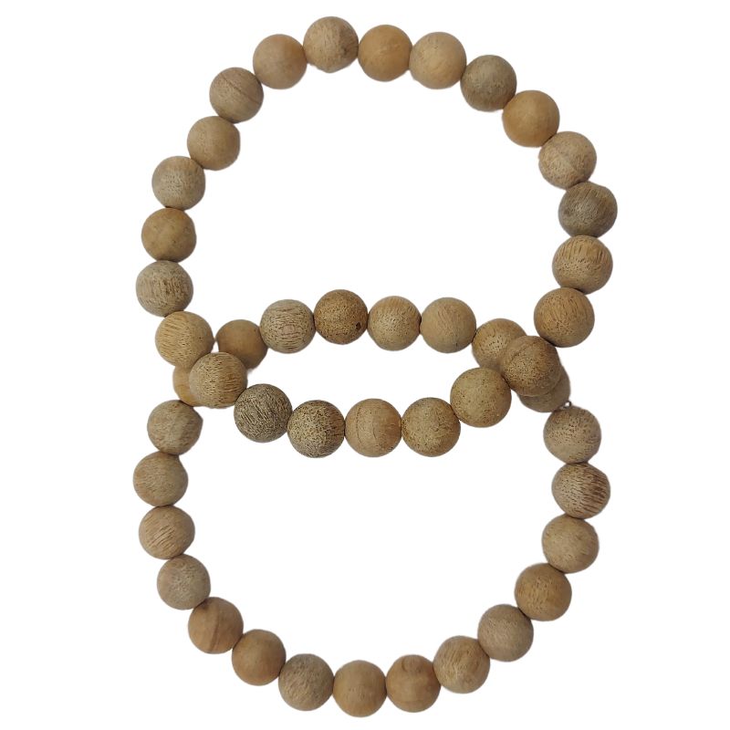 Bracelet Extensible en Bois de Santal Teinté - Padouk Africain Naturel - Litho Natura