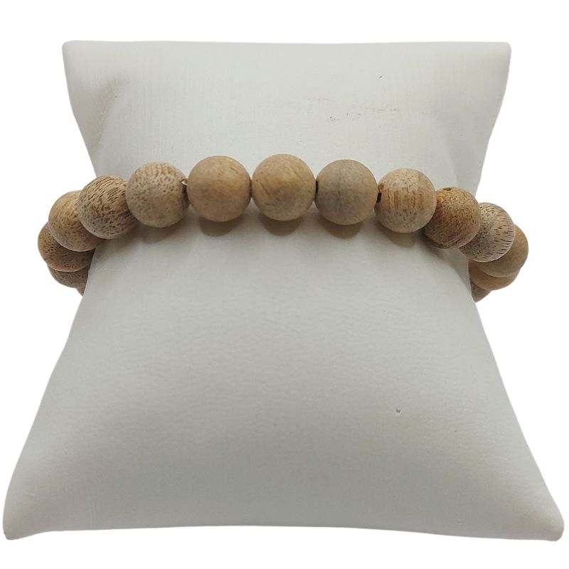 Bracelet Extensible en Bois de Santal Teinté - Padouk Africain Naturel - Litho Natura