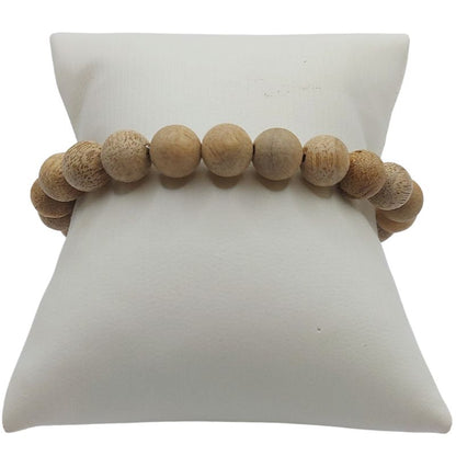 Bracelet Extensible en Bois de Santal Teinté - Padouk Africain Naturel - Litho Natura