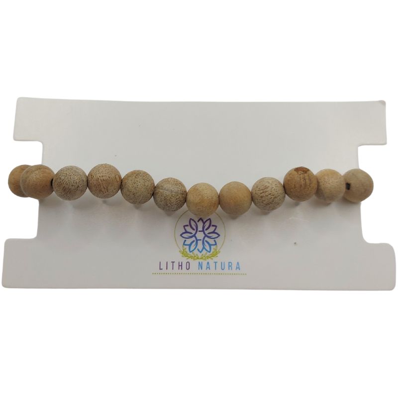 Bracelet Extensible en Bois de Santal Teinté - Padouk Africain Naturel - Litho Natura