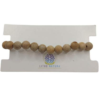 Bracelet Extensible en Bois de Santal Teinté - Padouk Africain Naturel - Litho Natura