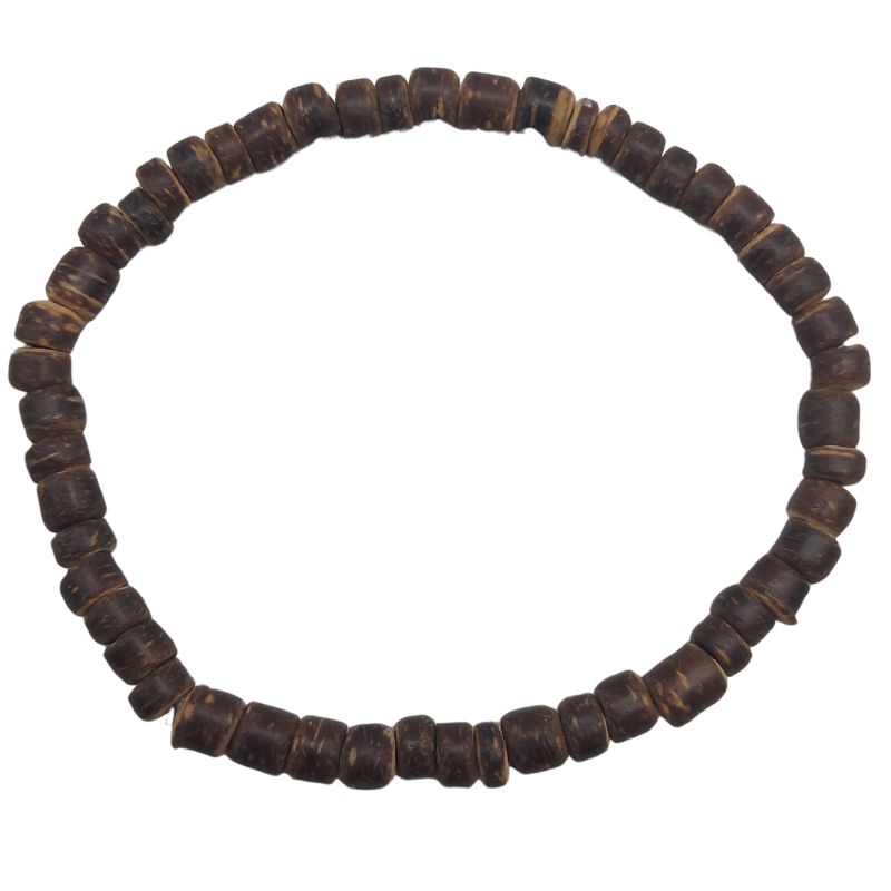 Bracelet Extensible en Bois de Noix de Coco Naturelle - Brun Foncé - Litho Natura
