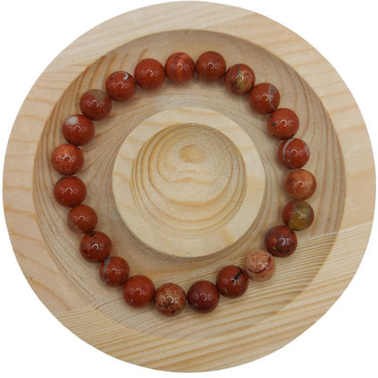 Bracelet Extensible en Pierres Naturelles - Jaspe Rouge - Litho Natura