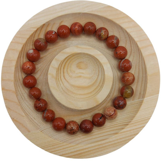 Bracelet Extensible en Pierres Naturelles - Jaspe Rouge - Litho Natura