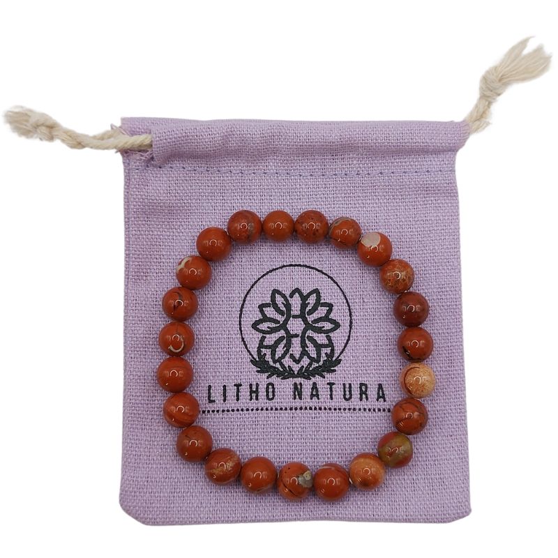 Bracelet Extensible en Pierres Naturelles - Jaspe Rouge - Litho Natura
