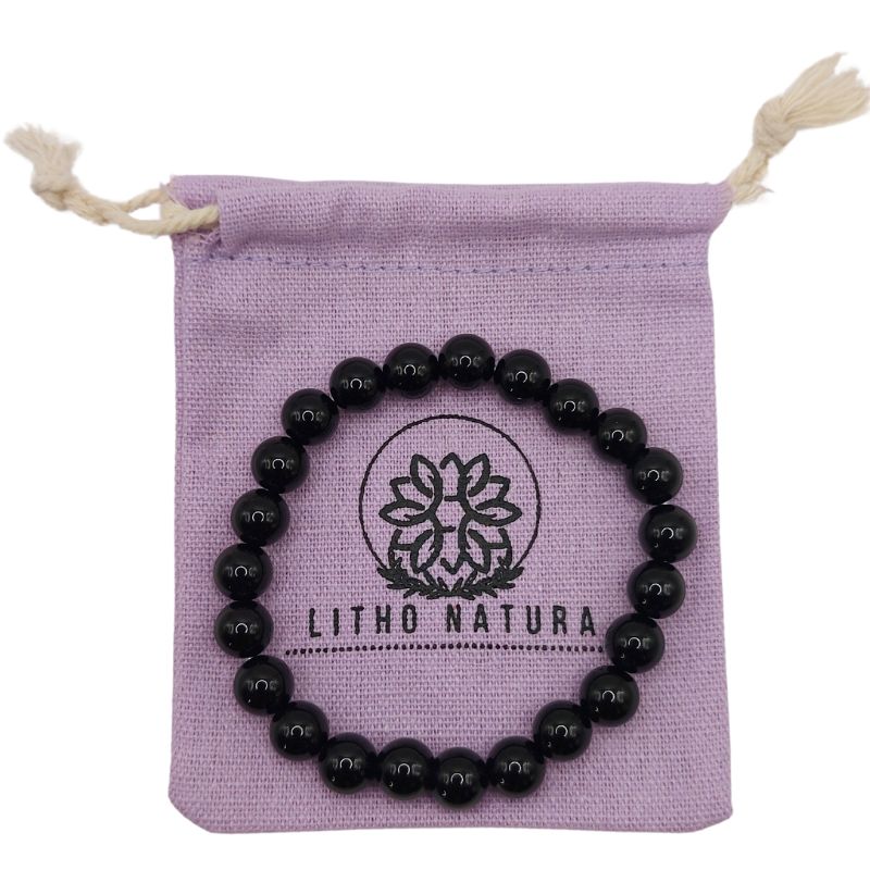 Bracelet Extensible en Pierres Naturelles - Onyx Noir - Litho Natura