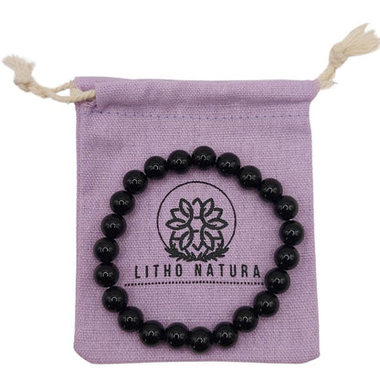 Bracelet Extensible en Pierres Naturelles - Onyx Noir - Litho Natura