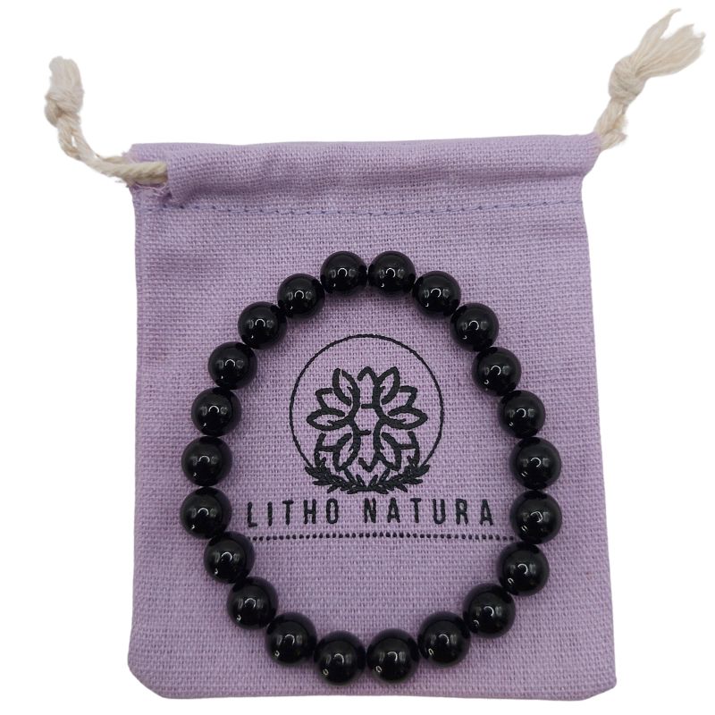 Bracelet Extensible en Pierres Naturelles - Tourmaline Noire - Litho Natura