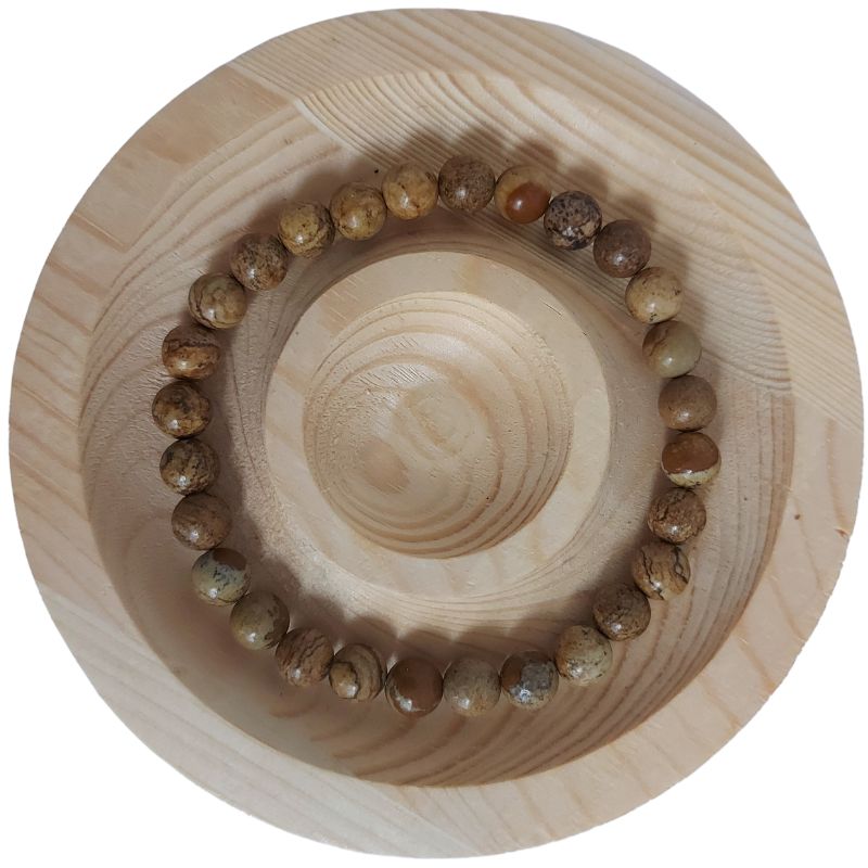 Bracelet Extensible en Pierres Naturelles - Jaspe Paysage - Litho Natura
