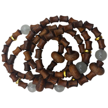 Bracelet Extensible en Perles de Bois de Santal et de Bambou - Bois Rose - Litho Natura