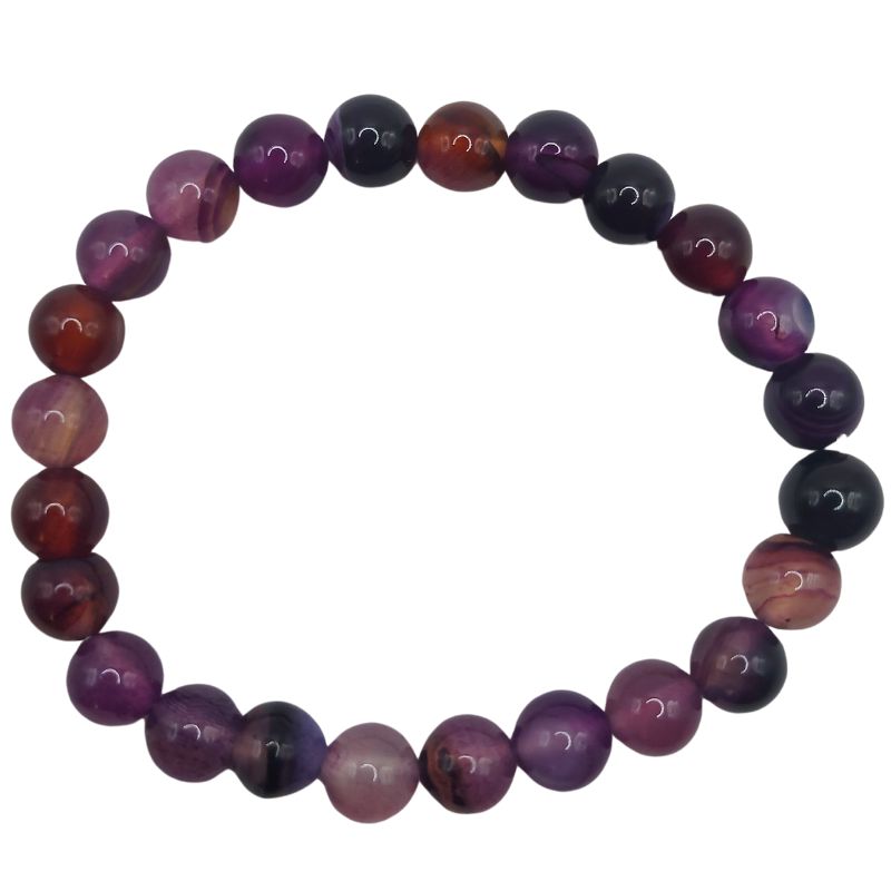 Bracelet Extensible en Pierres Naturelles - Agate Violette - Litho Natura