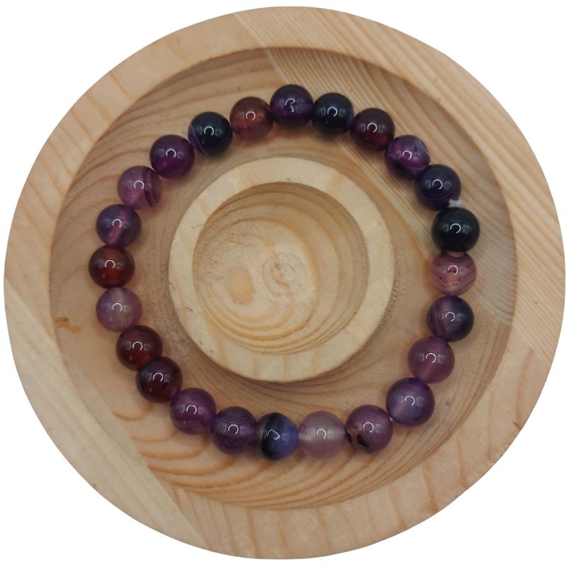 Bracelet Extensible en Pierres Naturelles - Agate Violette - Litho Natura
