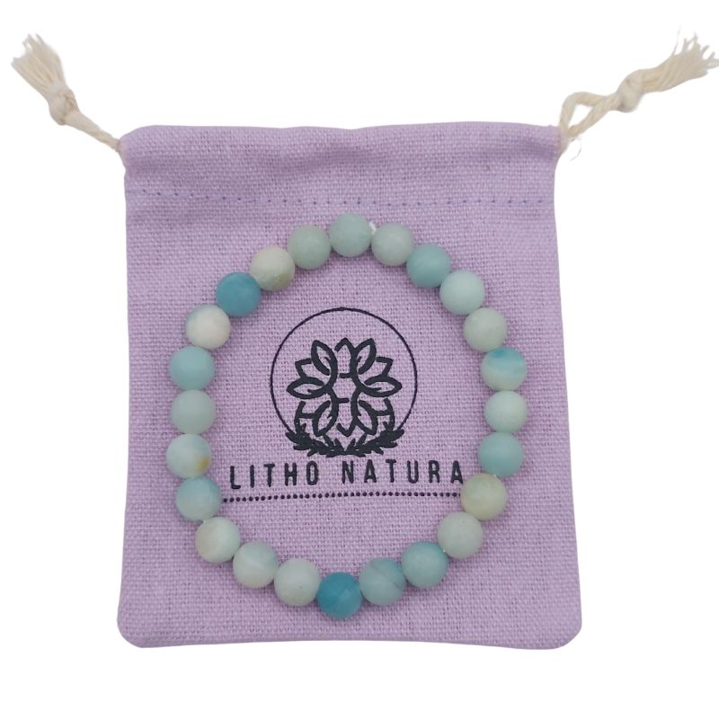Bracelet Extensible en Pierres Naturelles - Amazonite Mate - Litho Natura