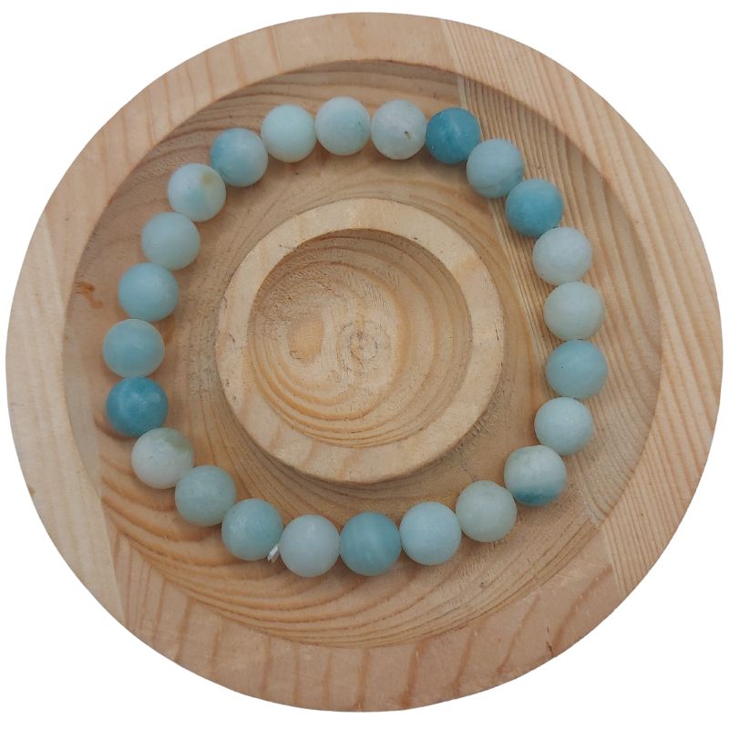 Bracelet Extensible en Pierres Naturelles - Amazonite Mate - Litho Natura