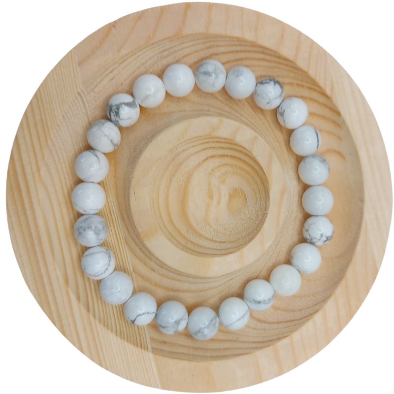 Bracelet Extensible en Pierres Naturelles - Howlite Blanche - Litho Natura
