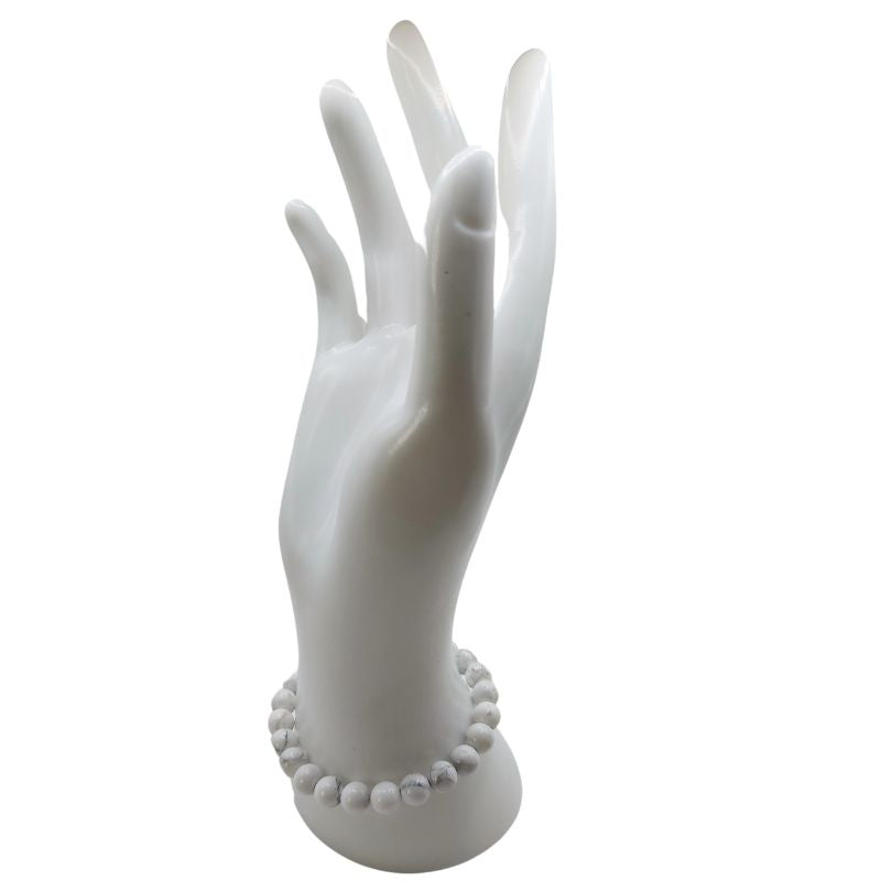 Bracelet Extensible en Pierres Naturelles - Howlite Blanche - Litho Natura