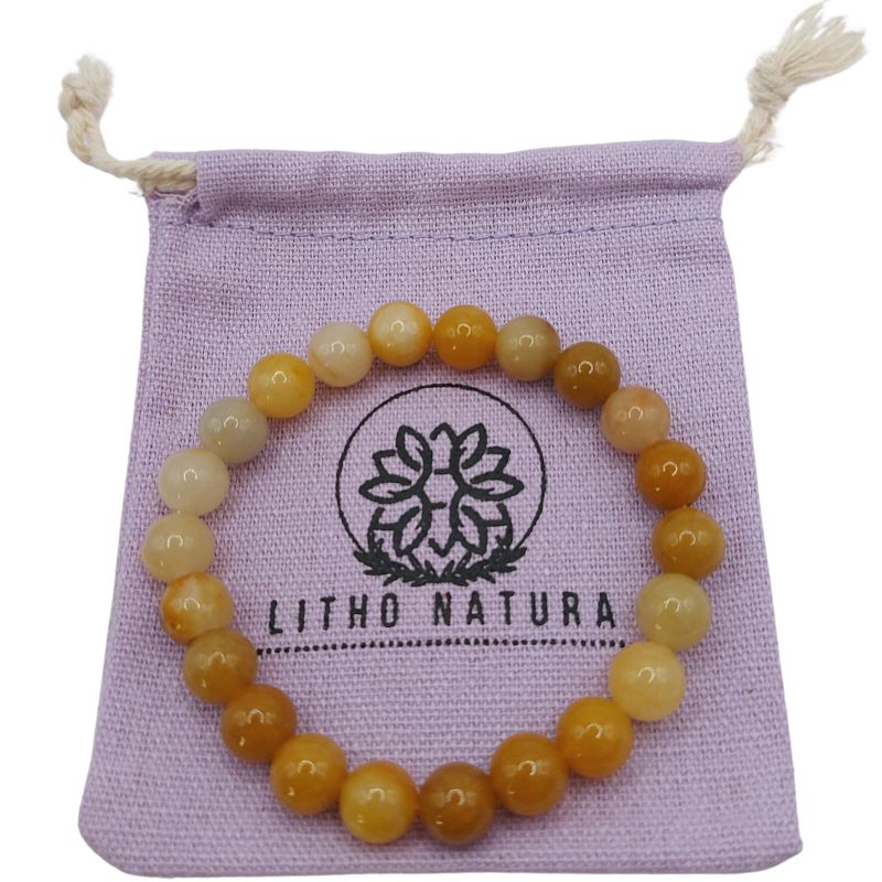 Bracelet Extensible en Pierres Naturelles - Jade Jaune - Litho Natura
