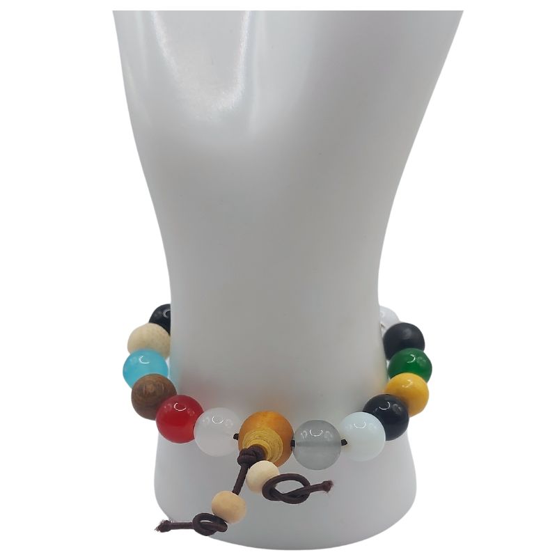 Bracelet Mala en Perles de Bois à 18 Graines - Litho Natura